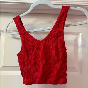 Red Ribbed Women's Tank Top